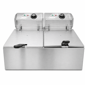 Double tank electric deep fryer stainless steel with dual baskets