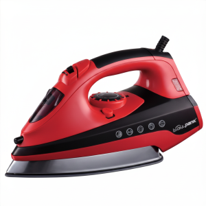 Bionlpank red and black steam iron with non-stick soleplate and temperature control dial at Brightsky Homeware Marabastad Pretoria South Africa