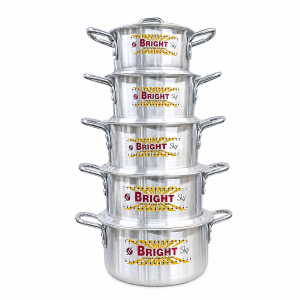 Aluminium pots and lids set suitable for gas and electric stoves