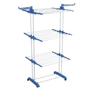 3 Tier Clothes Drying Rack with Wheels affordable clothes drying rack South Africa blue and white indoor outdoor